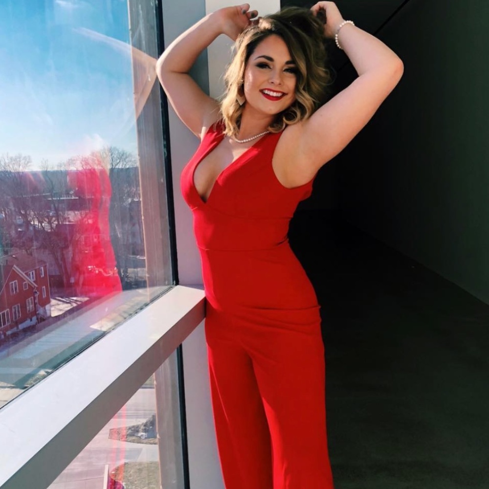 LULUS RED WIDE LEG JUMPSUIT